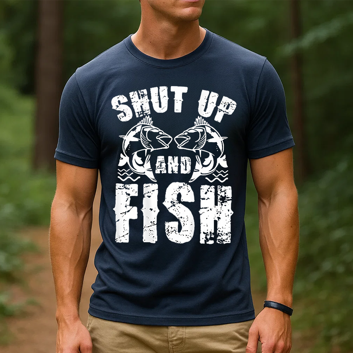 Shut Up and Fish T-Shirt, Funny Fishing Shirt, Fisherman Humor Tee