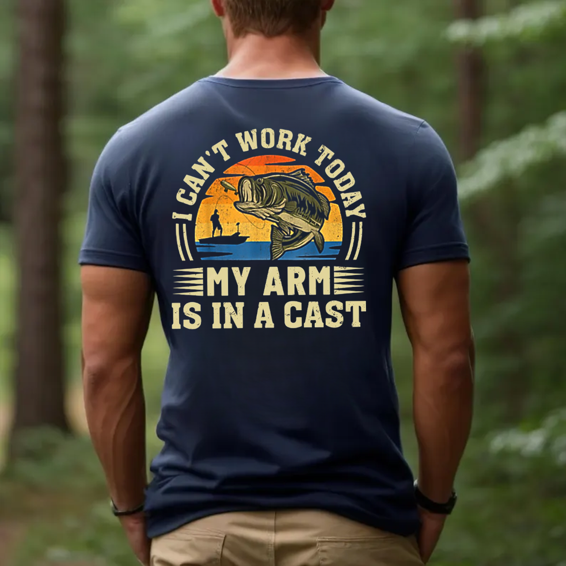 Funny Fishing T-Shirt, I Can’t Work Today My Arm Is In A Cast Bass Fishing Tee