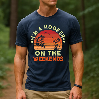 I’m A Hooker On The Weekends T-Shirt, Funny Fishing Shirt, Retro Sunset Bass Fishing Tee
