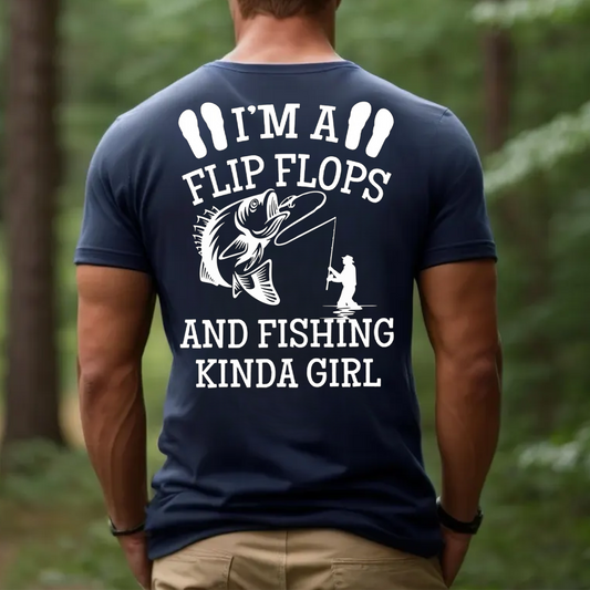Flip Flops and Fishing Kinda Girl T-Shirt, Funny Fishing Shirt, Fisherwoman Gift Tee