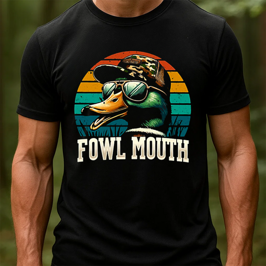 Fowl Mouth Duck Hunting T-Shirt, Funny Duck Hunter Graphic Tee, Waterfowl Hunting Shirt for Men