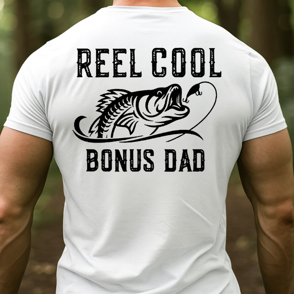 Reel Cool Bonus Dad T-Shirt, Funny Fishing Shirt for Stepdad, Fisherman Gift
