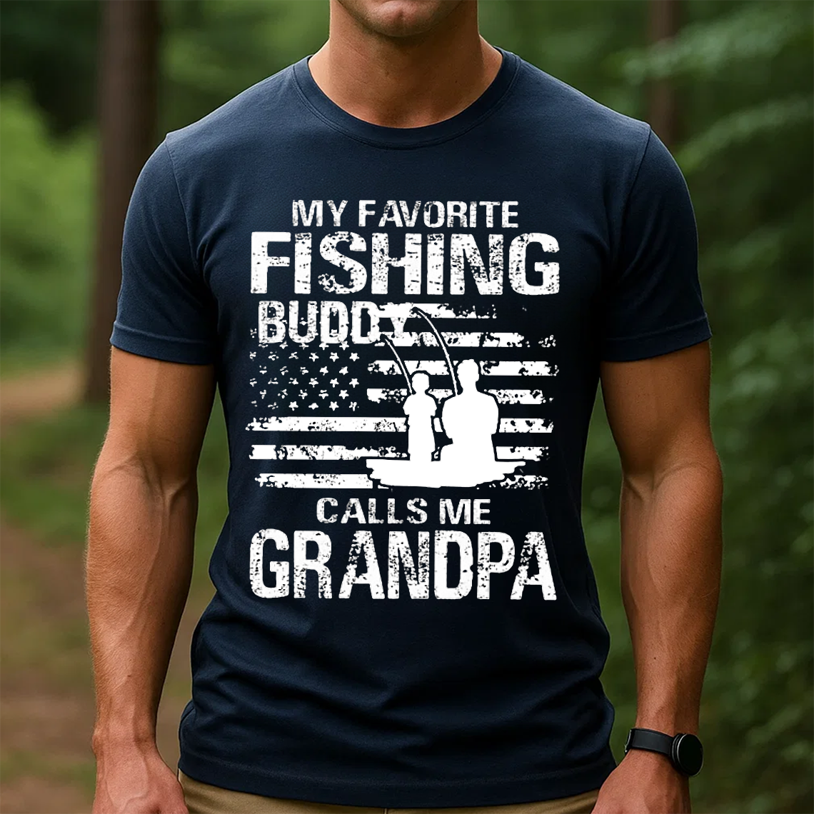 My Favorite Fishing Buddy Calls Me Grandpa T-Shirt, Funny Grandpa Fishing Shirt, Best Gift for Fisherman Grandpa