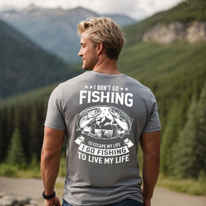 Funny Fishing T-Shirt I Will Go Fishing Here or There Everywhere Bass Fisherman Graphic Tee Gift