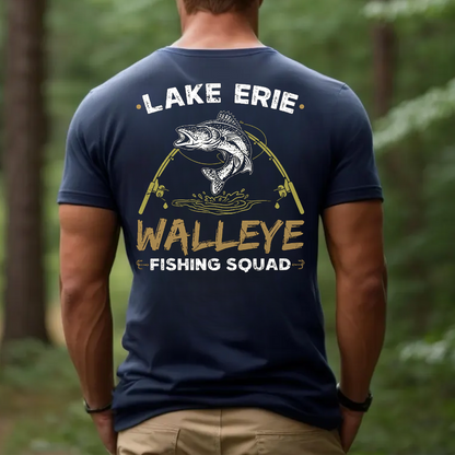Lake Erie Walleye Fishing Squad T-Shirt, Funny Fisherman Gift Tee for Men, Walleye Fishing Shirt