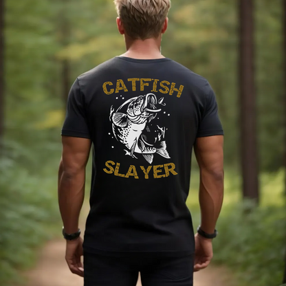 Catfish Slayer T-Shirt, Funny Fishing Shirt for Men Women, Catfish Angler Gift Tee