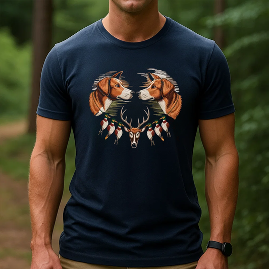Duck and Deer Hunting Tee, Embroidered Dog Shirt, Gift For Hunting Lovers