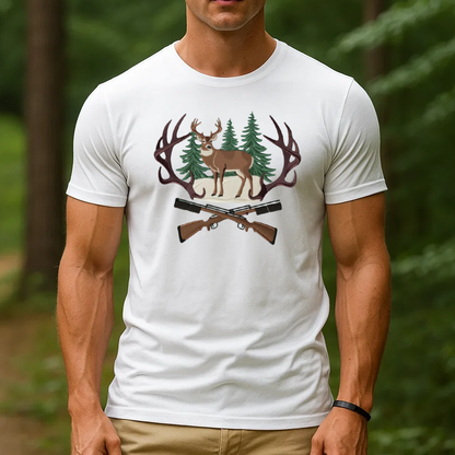 Embroidered Deer Hunting T-Shirt, Perfect Gift for Hunters & Outdoorsmen