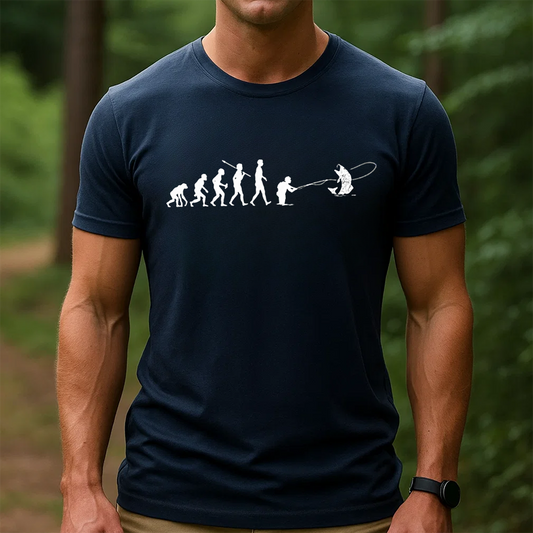 Evolution of Fishing T-Shirt, Funny Fisherman Shirt, Human Evolution Angler Tee