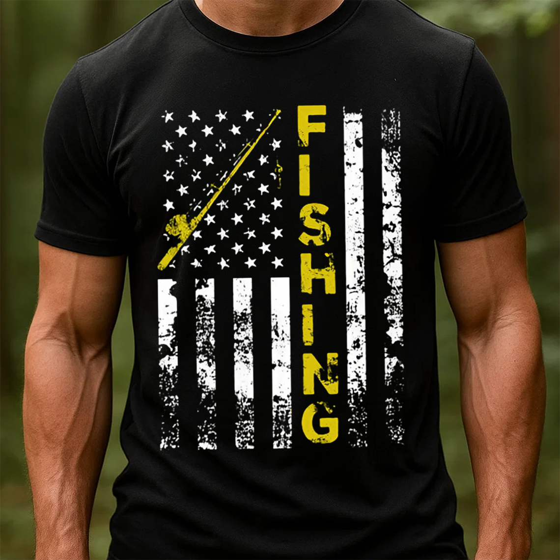 American Flag Fishing T-Shirt, Patriotic Fishing Tee, Gift For Fishing Lover