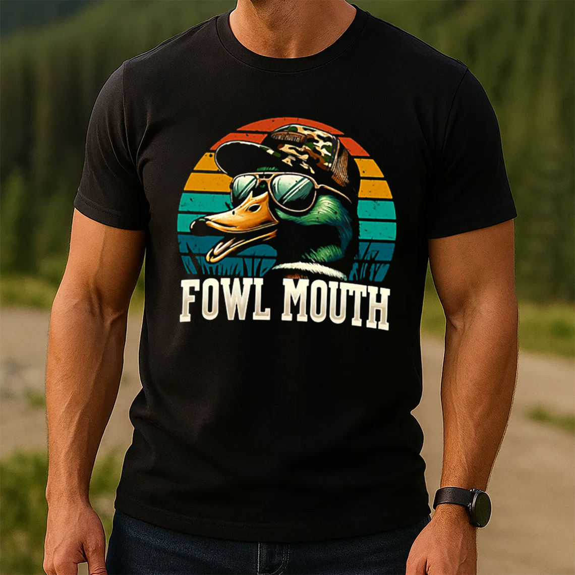 Fowl Mouth Duck Hunting T-Shirt, Funny Duck Hunter Graphic Tee, Waterfowl Hunting Shirt for Men