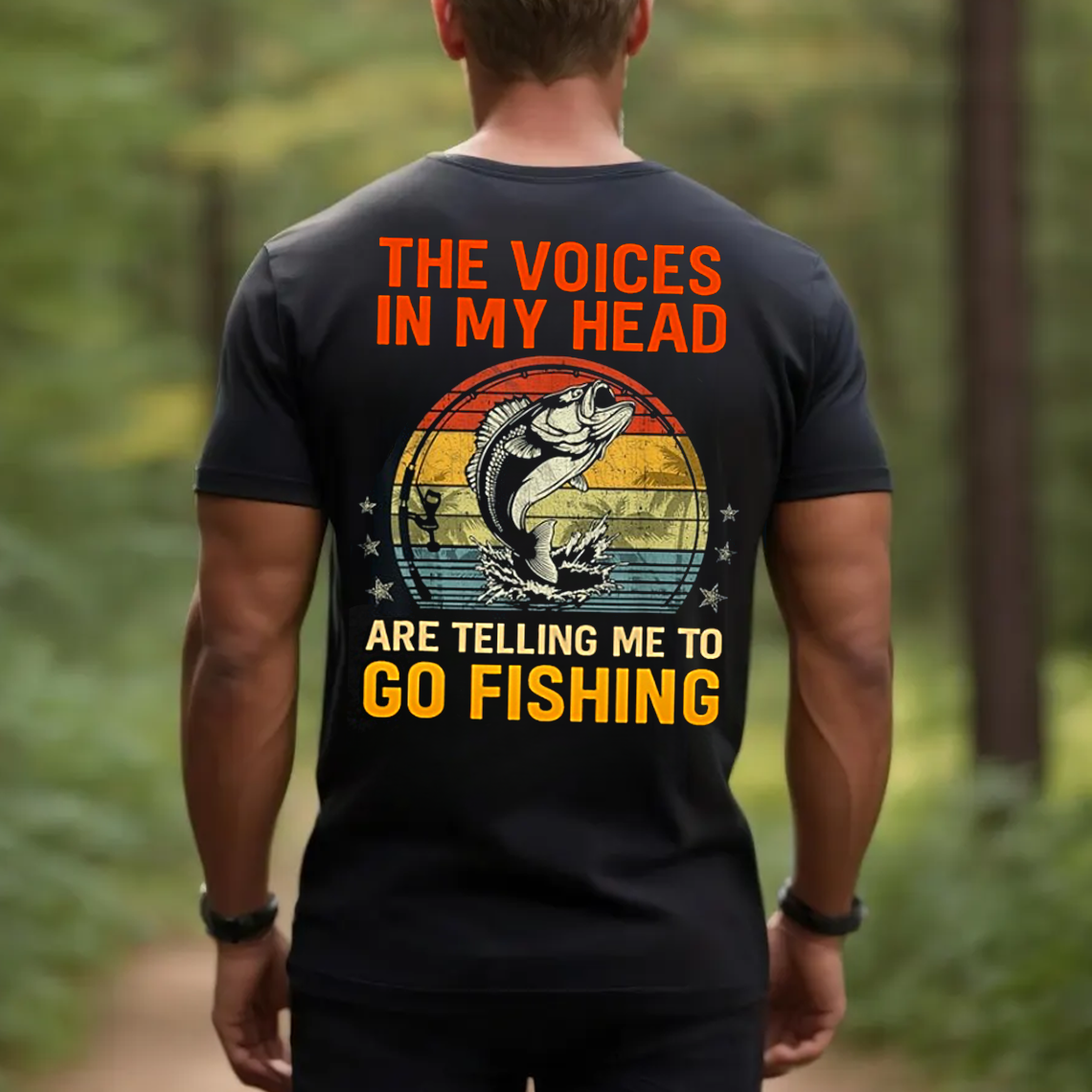 The Voices in My Head Are Telling Me to Go Fishing T-Shirt, Funny Fisherman Gift Tee for Men