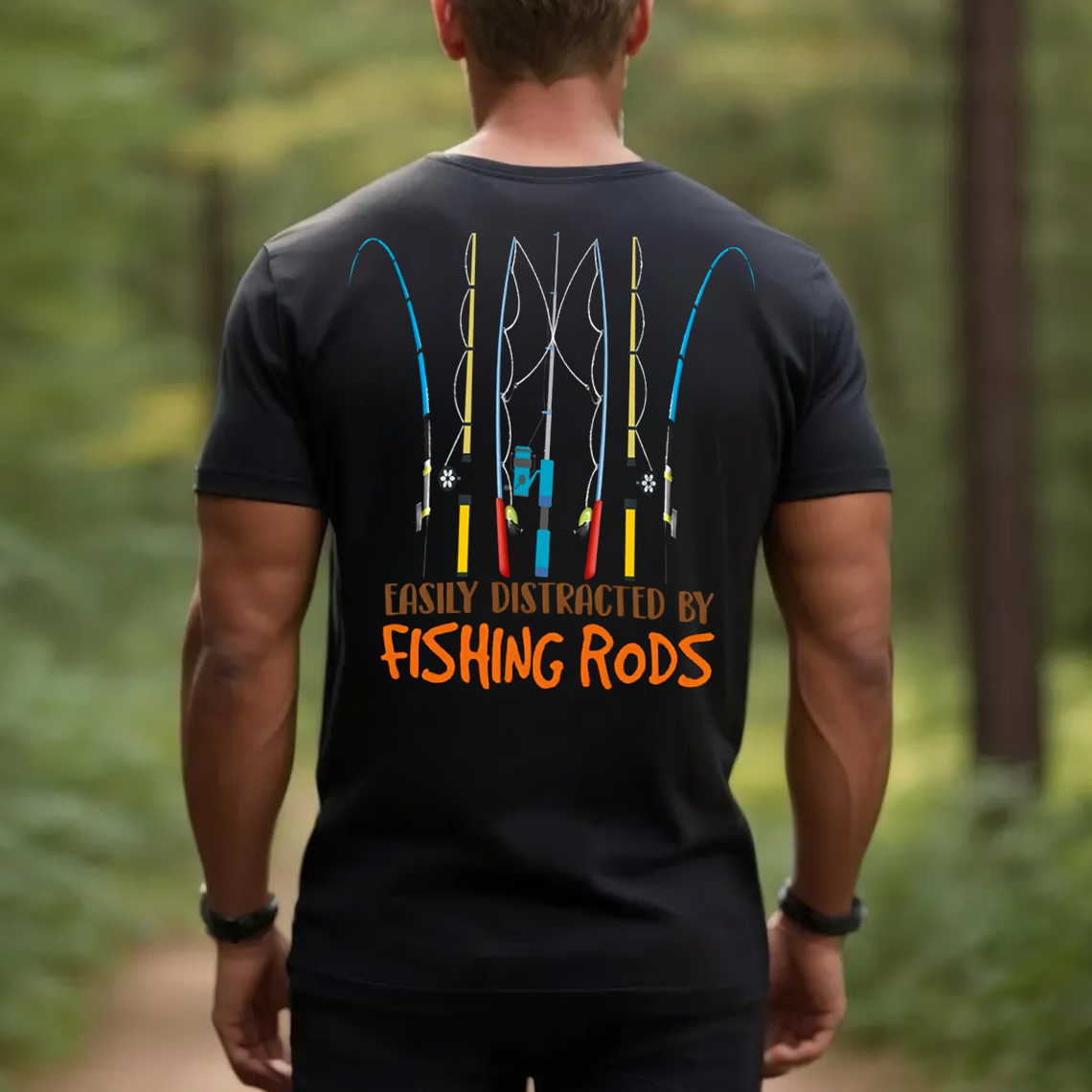 Easily Distracted by Fishing Rods T-Shirt, Funny Fishing Shirt for Men, Fisherman Gift Tee