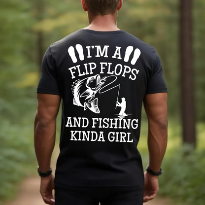 Flip Flops and Fishing Kinda Girl T-Shirt, Funny Fishing Shirt, Fisherwoman Gift Tee