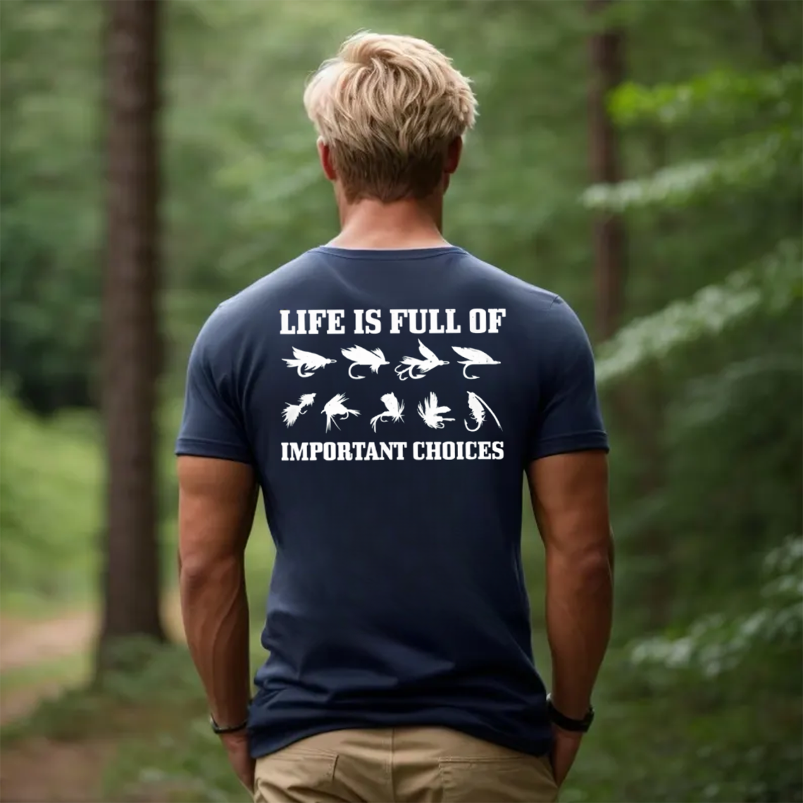 Life Is Full of Important Choices Fishing T-Shirt, Funny Fly Fishing Lure Tee for Anglers