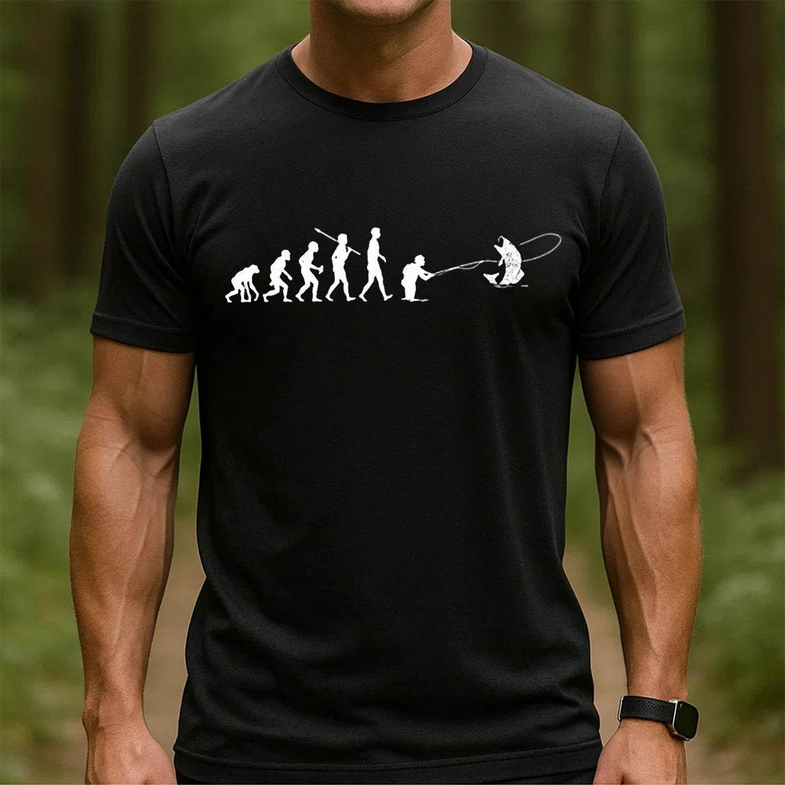 Evolution of Fishing T-Shirt, Funny Fisherman Shirt, Human Evolution Angler Tee
