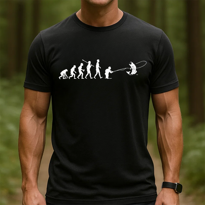 Evolution of Fishing T-Shirt, Funny Fisherman Shirt, Human Evolution Angler Tee