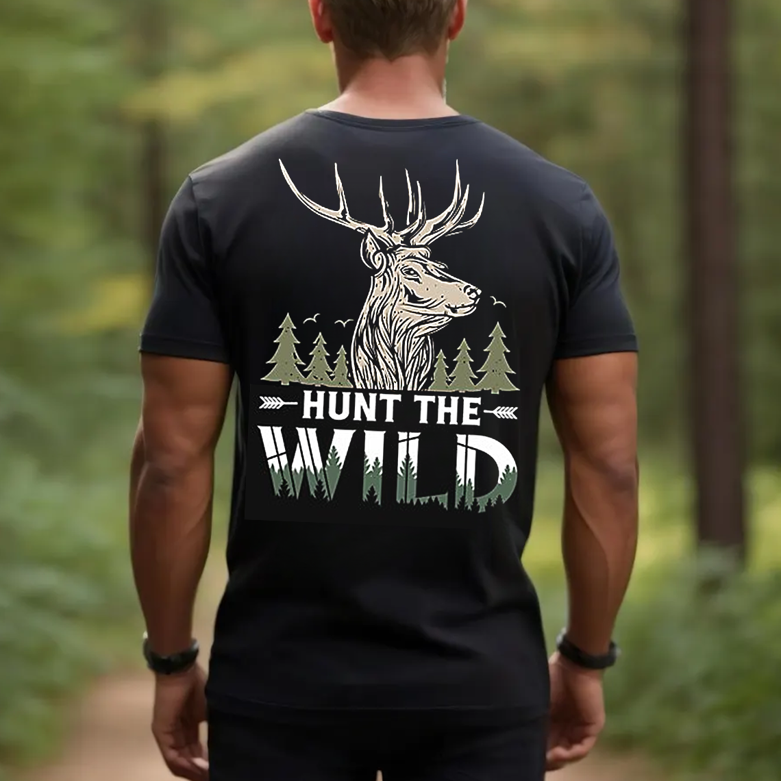 Hunt The Wild T-Shirt, Deer Hunting Shirt for Men, Outdoor Hunter Gift Tee
