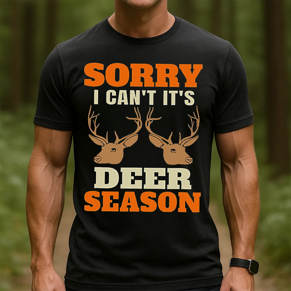 Sorry I Can’t It’s Deer Season T-Shirt, Funny Hunting Shirt for Hunters, Buck Deer Antlers Graphic Tee