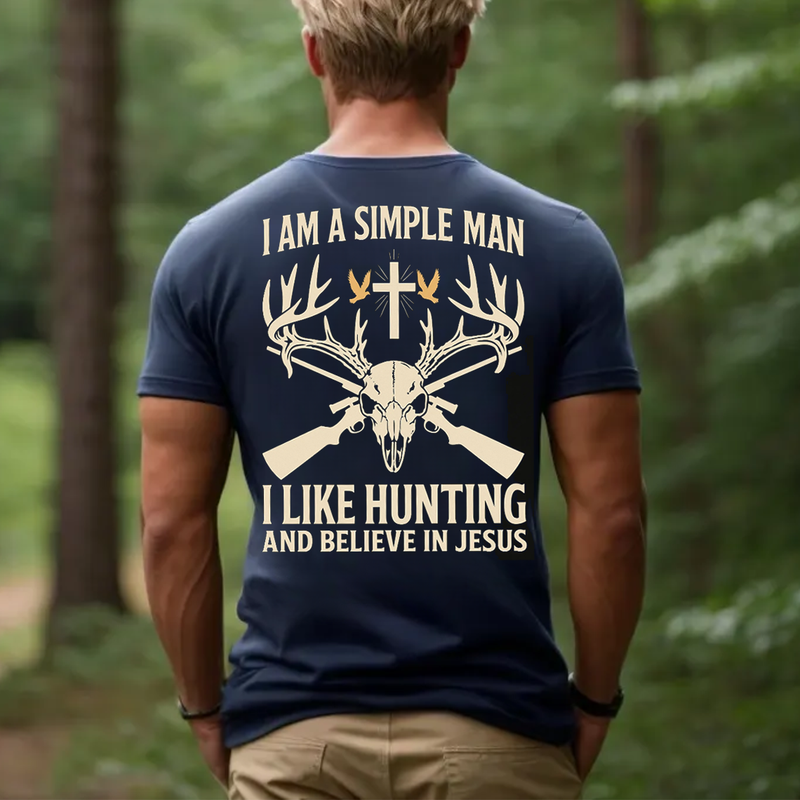 Simple Man Hunting and Jesus T-Shirt, Christian Hunter Shirt for Men, Faith and Hunting Gift Tee