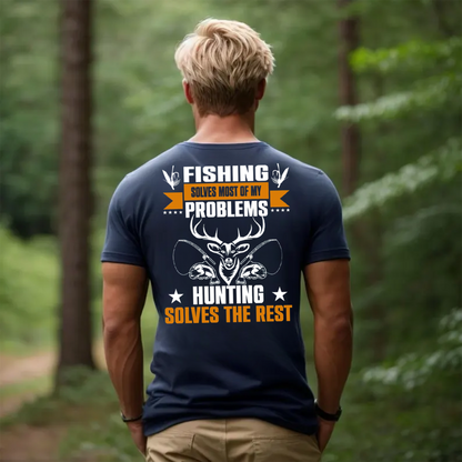 Fishing and Hunting T-Shirt, Funny Outdoor Sportsman Graphic Tee, Fisherman Hunter Gift Shirt