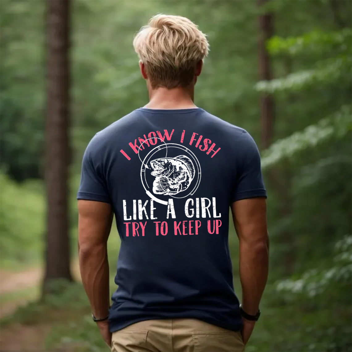 Women’s Fishing T-Shirt, I Know I Fish Like A Girl Try To Keep Up Funny Fisherwoman Tee