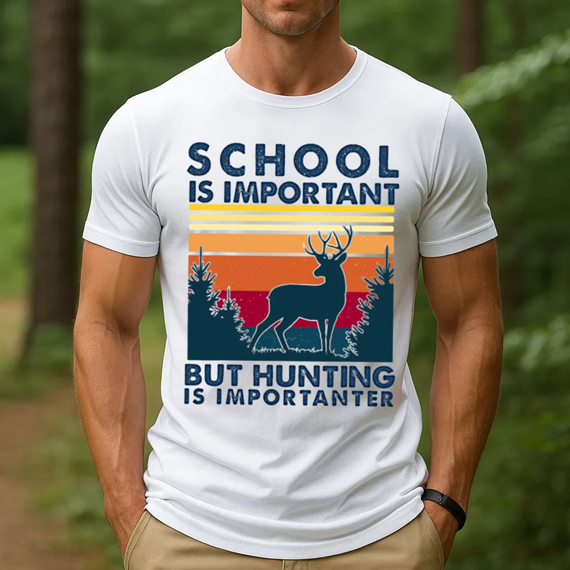 School Is Important But Hunting Is Importanter Shirt, Funny Deer Hunting T-Shirt Gift for Hunters