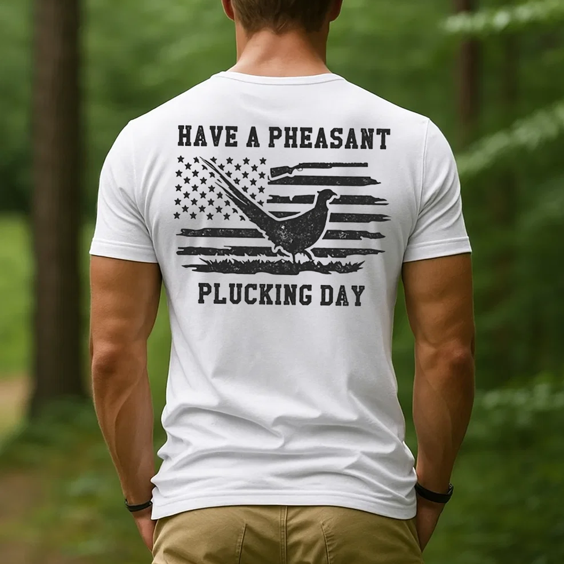 Have a Pheasant Plucking Day T-Shirt, Funny Hunting Shirt, American Flag Pheasant Tee, Upland Bird Hunter Gift