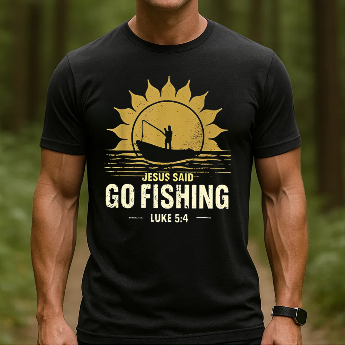 Jesus Said Go Fishing T-Shirt, Luke 5:4 Bible Verse Fishing Shirt, Religious Fishing Gift
