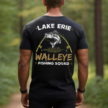 Lake Erie Walleye Fishing Squad T-Shirt, Funny Fisherman Gift Tee for Men, Walleye Fishing Shirt