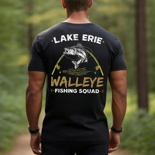 Lake Erie Walleye Fishing Squad T-Shirt, Funny Fisherman Gift Tee for Men, Walleye Fishing Shirt