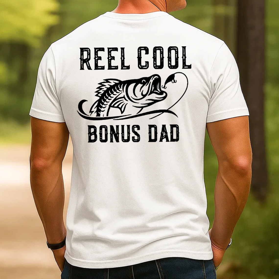 Reel Cool Bonus Dad T-Shirt, Funny Fishing Shirt for Stepdad, Fisherman Gift