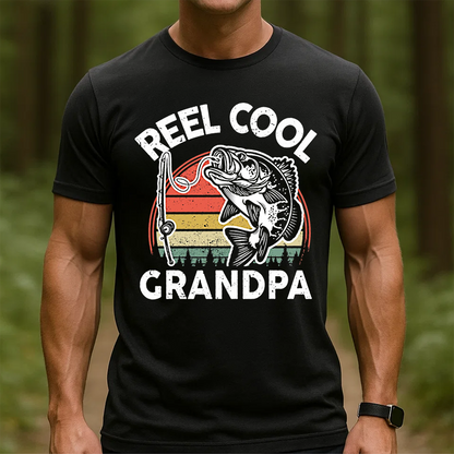 Reel Cool Grandpa T-Shirt, Funny Fishing Grandpa Shirt, Retro Vintage Fisherman Tee