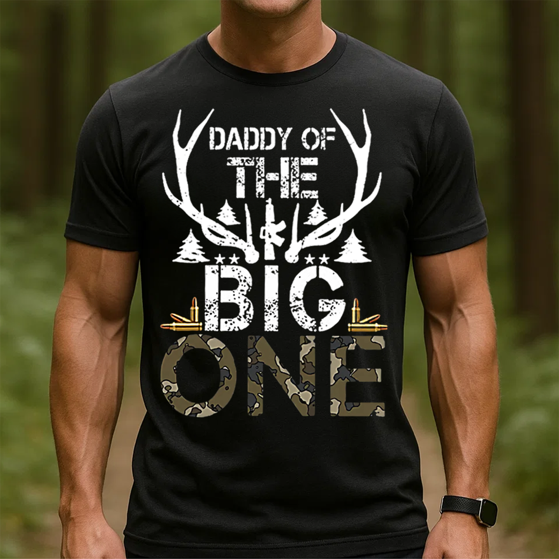 Daddy of The Big One Hunting T-Shirt, Funny Deer Hunting Shirt for Dad, Buck Hunter Gift Tee