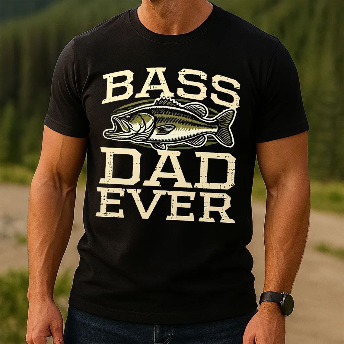 Bass Dad Ever T-Shirt, Funny Fishing Dad Shirt, Best Fisherman Gift Tee