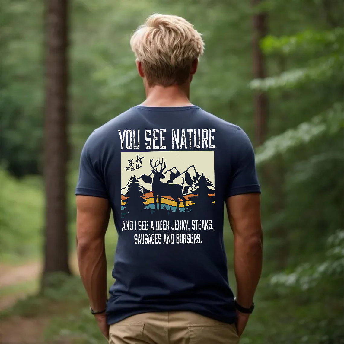 You See Nature I See Deer Jerky Hunting T-Shirt, Funny Deer Hunting Shirt for Hunters