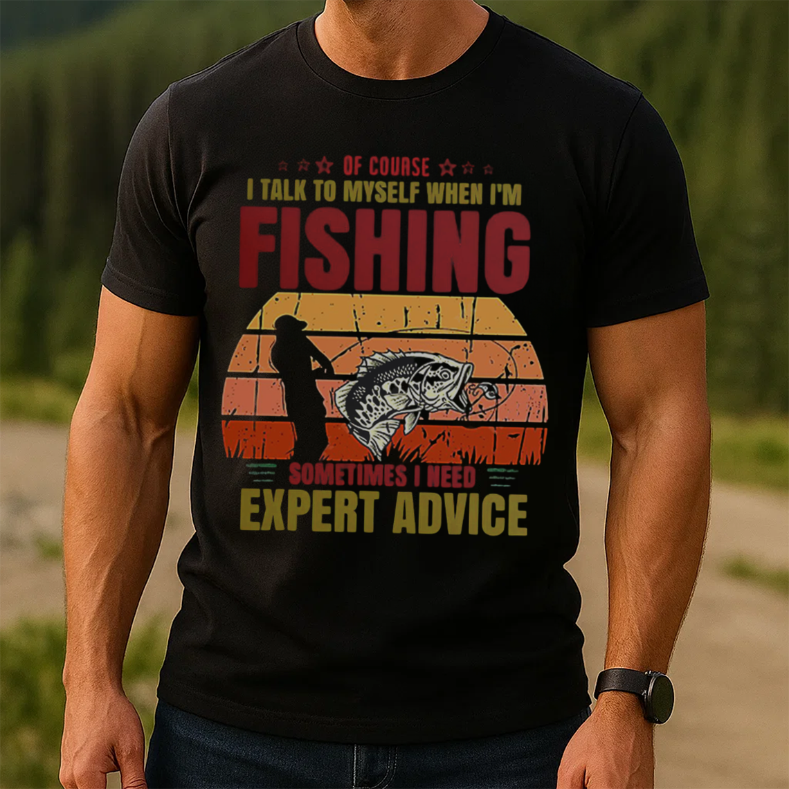Of Course I Talk to Myself When I’m Fishing T-Shirt, Funny Fisherman Shirt, Retro Vintage Angler Tee