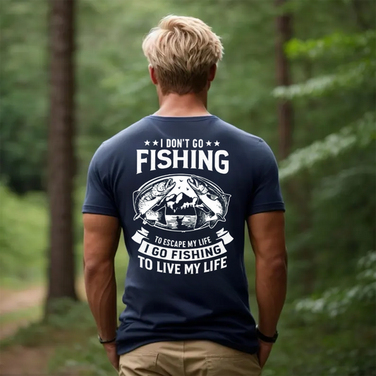 Funny Fishing T-Shirt I Will Go Fishing Here or There Everywhere Bass Fisherman Graphic Tee Gift