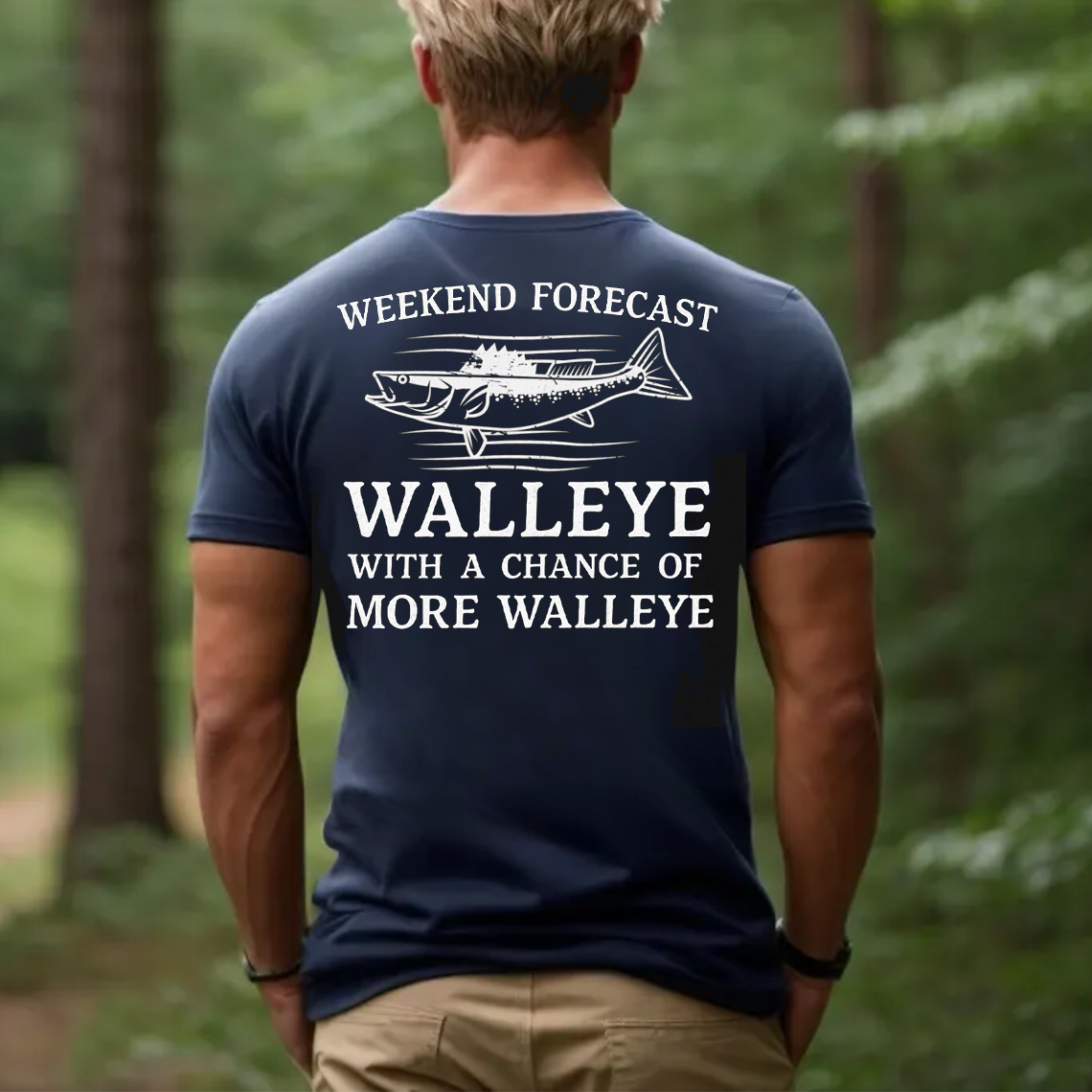 Weekend Forecast Walleye T-Shirt, Funny Fishing Tee with a Chance of More Walleye, Fisherman Gift Shirt