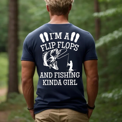 Flip Flops and Fishing Kinda Girl T-Shirt, Funny Fishing Shirt, Fisherwoman Gift Tee
