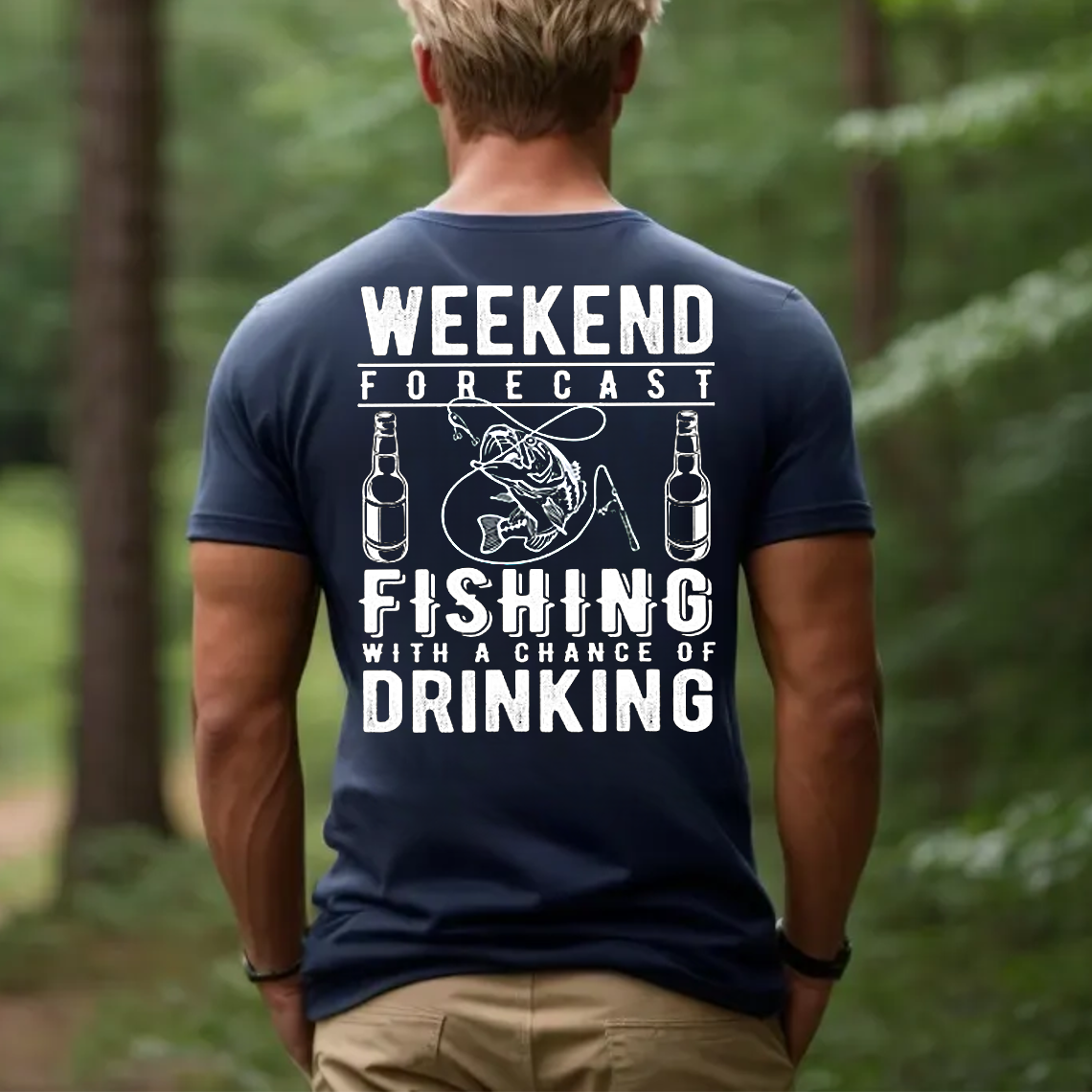Weekend Forecast Fishing and Drinking T-Shirt, Funny Fisherman Shirt for Men, Outdoor Humor Gift Tee