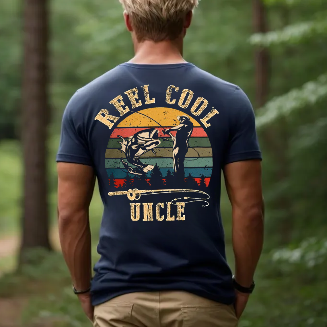 Reel Cool Uncle T-Shirt, Funny Fishing Tee for Men, Retro Fisherman Gift Shirt for Uncle
