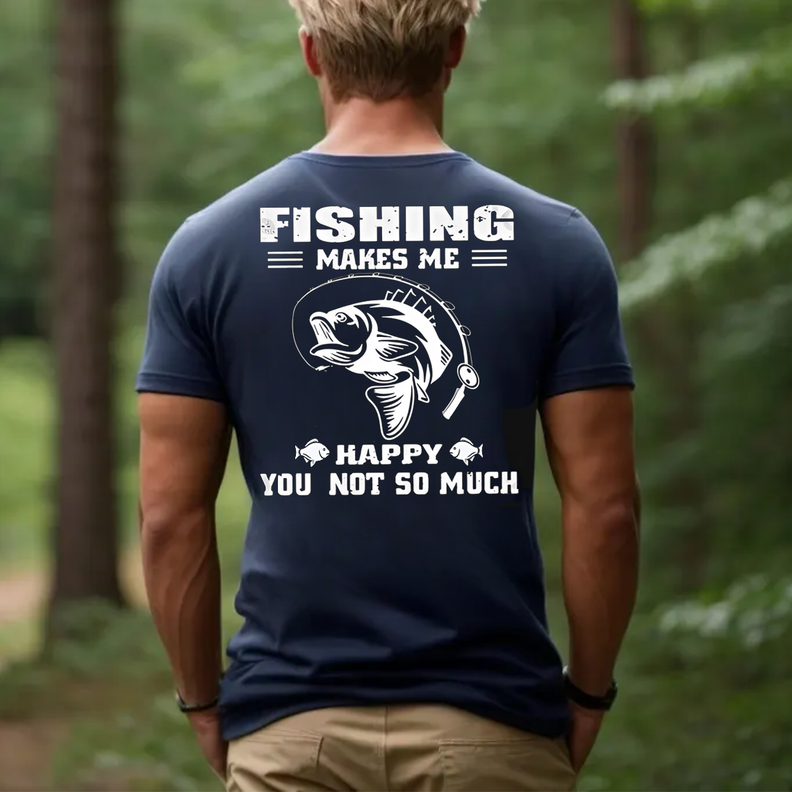 Fishing Makes Me Happy T-Shirt, Funny Fishing Shirt for Men, Fisherman Gift Tee