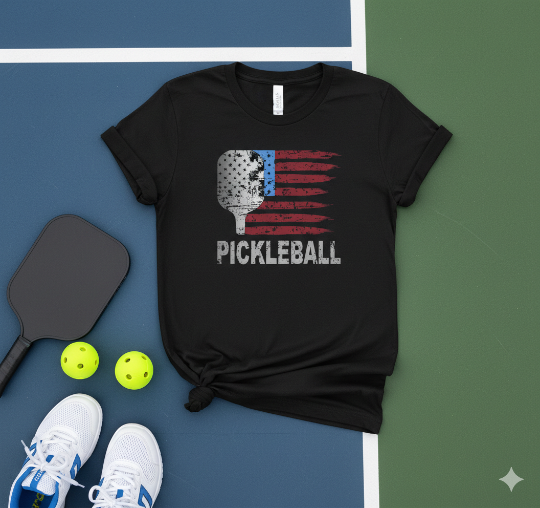 American Flag Pickleball Unisex Pickleball T-Shirt