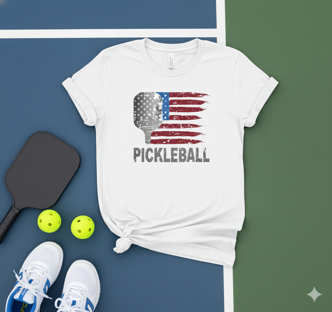 American Flag Pickleball Unisex Pickleball T-Shirt