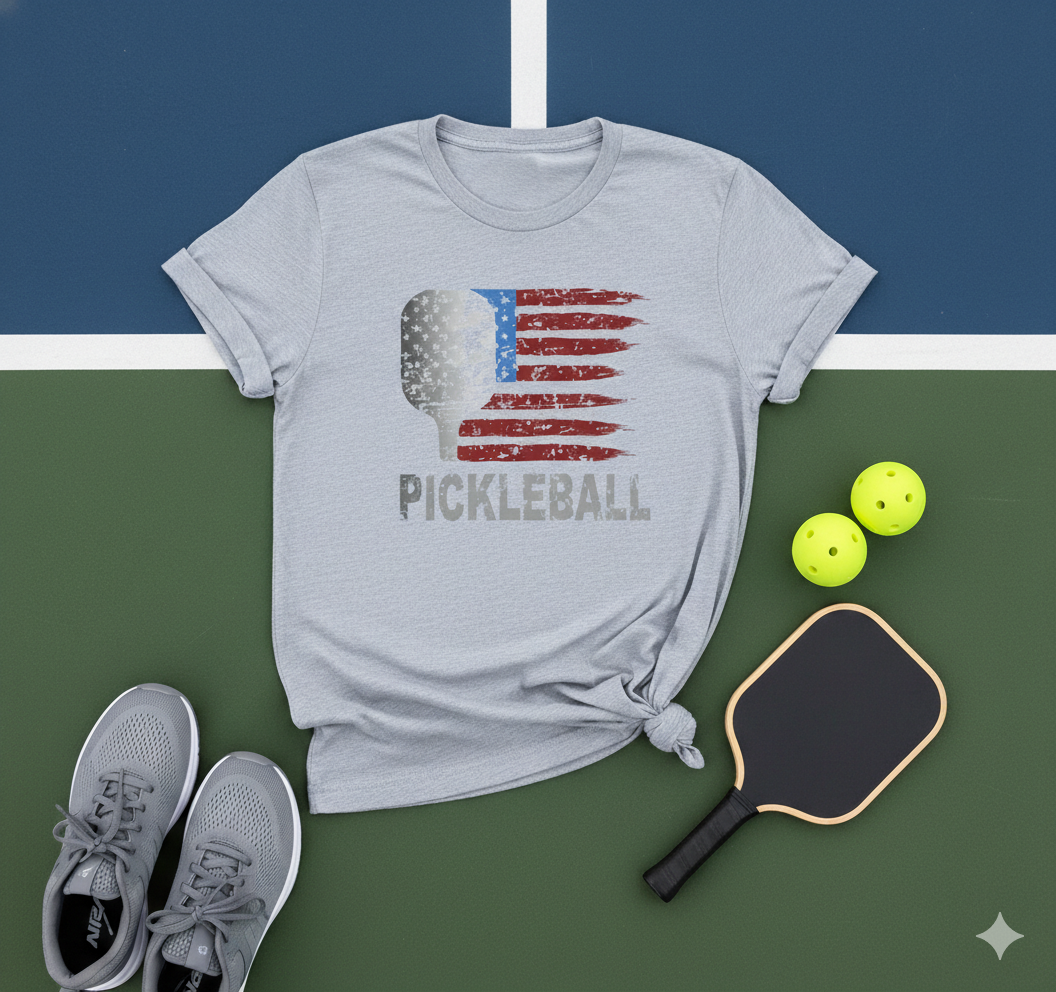 American Flag Pickleball Unisex Pickleball T-Shirt